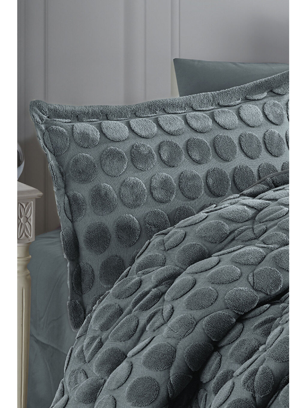 Jakarlı  Wellsoft Çift Kişilik Uyku Seti Perle Gri-2