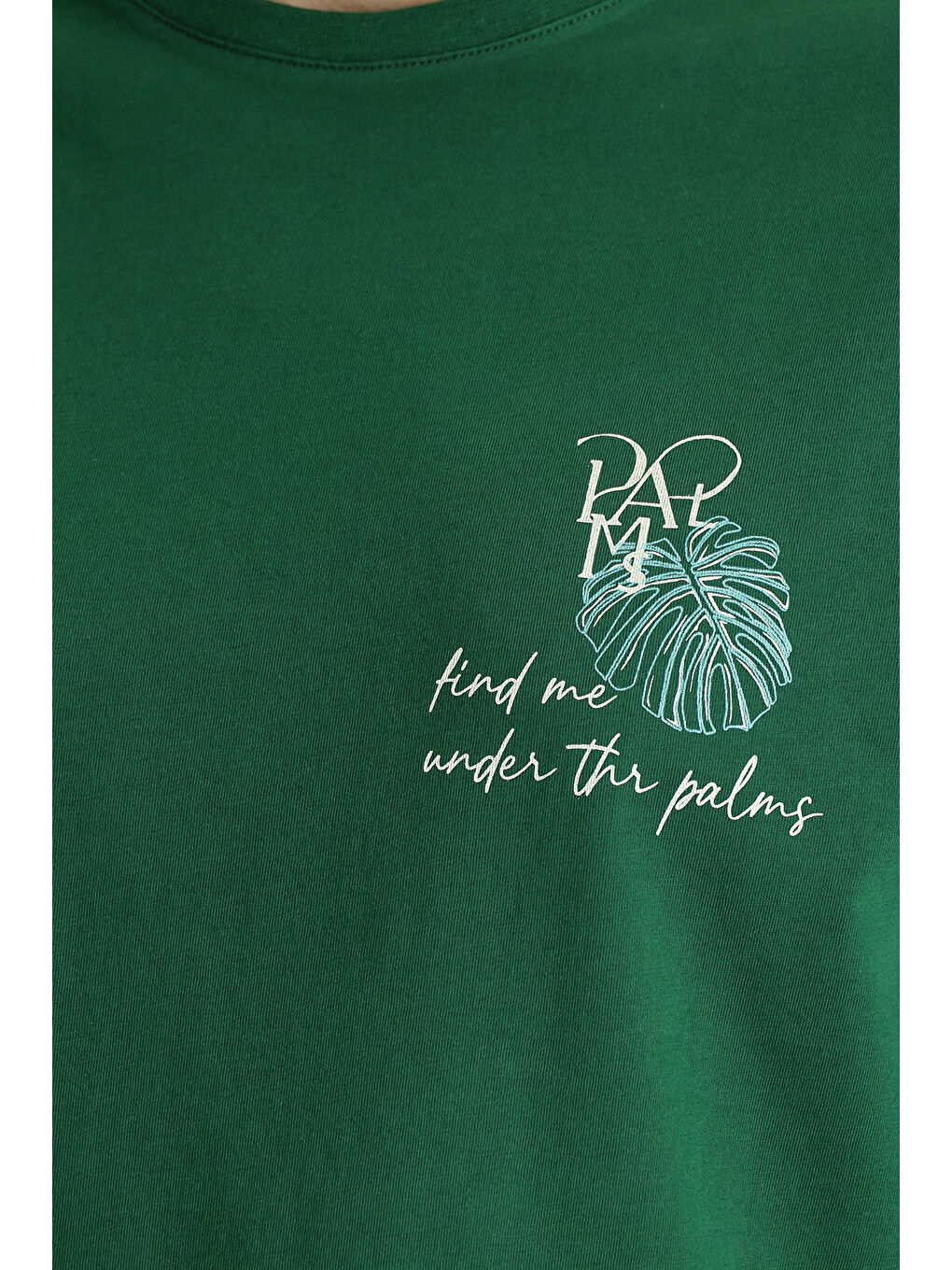 Yeşil Bisiklet Yaka Regular Fit Baskılı Süprem Pamuk Tişört-5