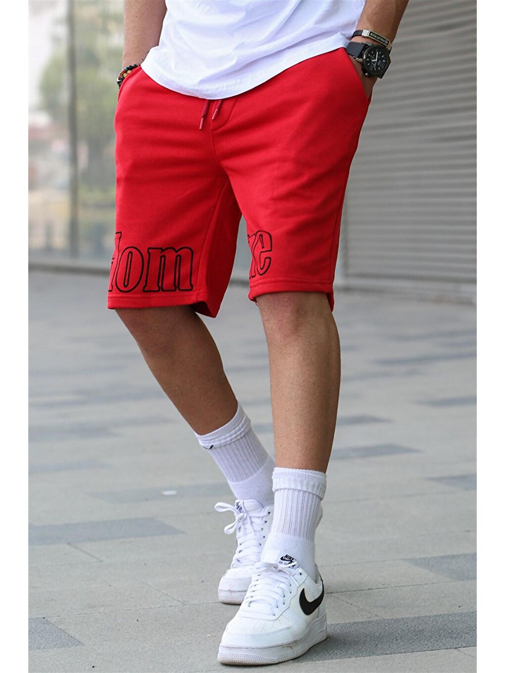 Erkek Baskılı Kırmızı Kapri Şort 5439