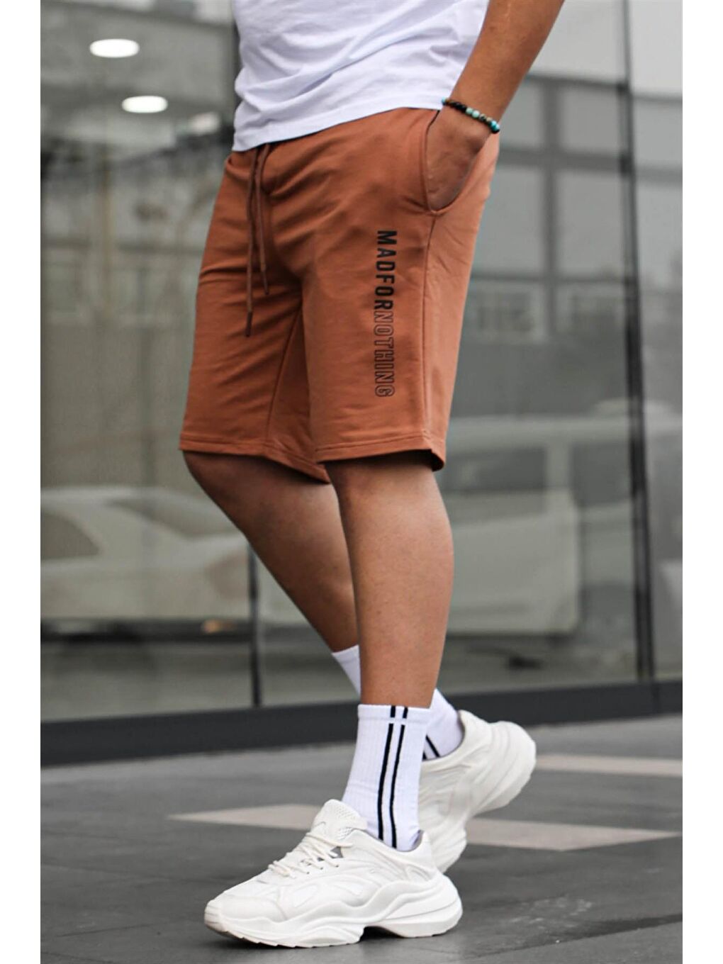 Bej Camel Erkek Baskılı Kapri Şort 5403-1