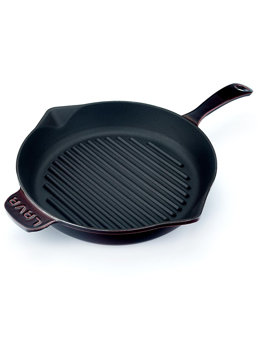 Mor Yuvarlak Izgara Tavası Döküm Demir Yekpare Saplı Premium Serisi. Çap(Ø)28cm.-1