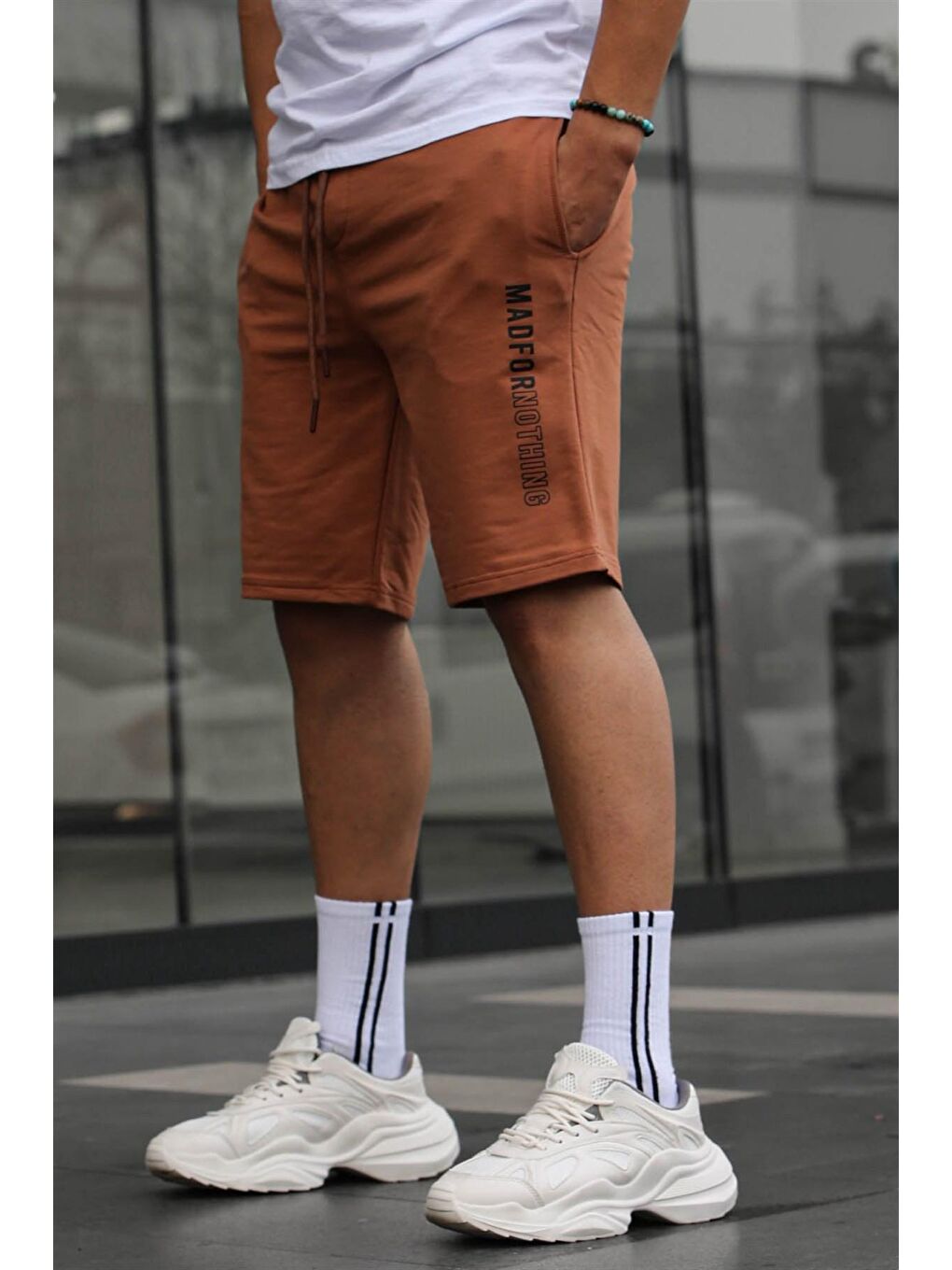 Bej Camel Erkek Baskılı Kapri Şort 5403-2