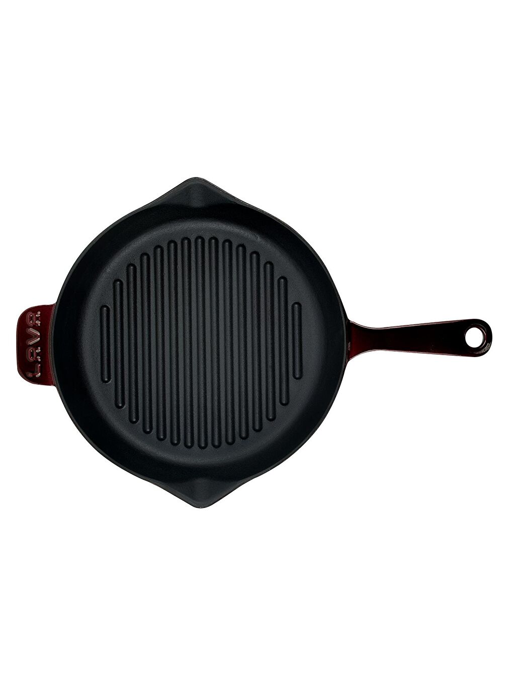 Mor Yuvarlak Izgara Tavası Döküm Demir Yekpare Saplı Premium Serisi. Çap(Ø)28cm.-2