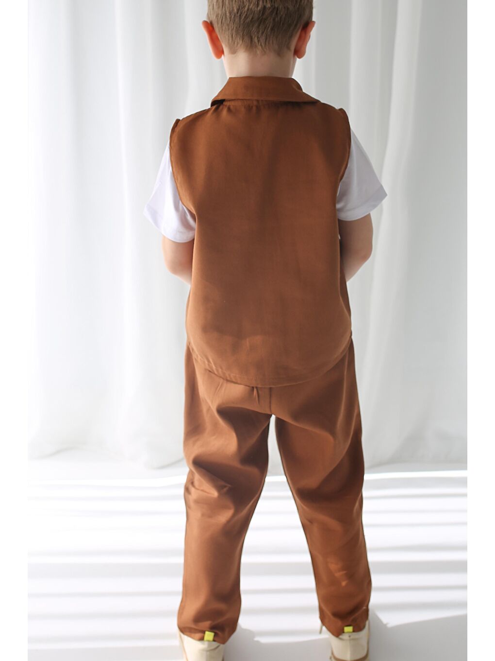 Kahverengi Kahve Gabardin Spor Yelek + Kahve Gabardin Boyfriend Pantolon-3