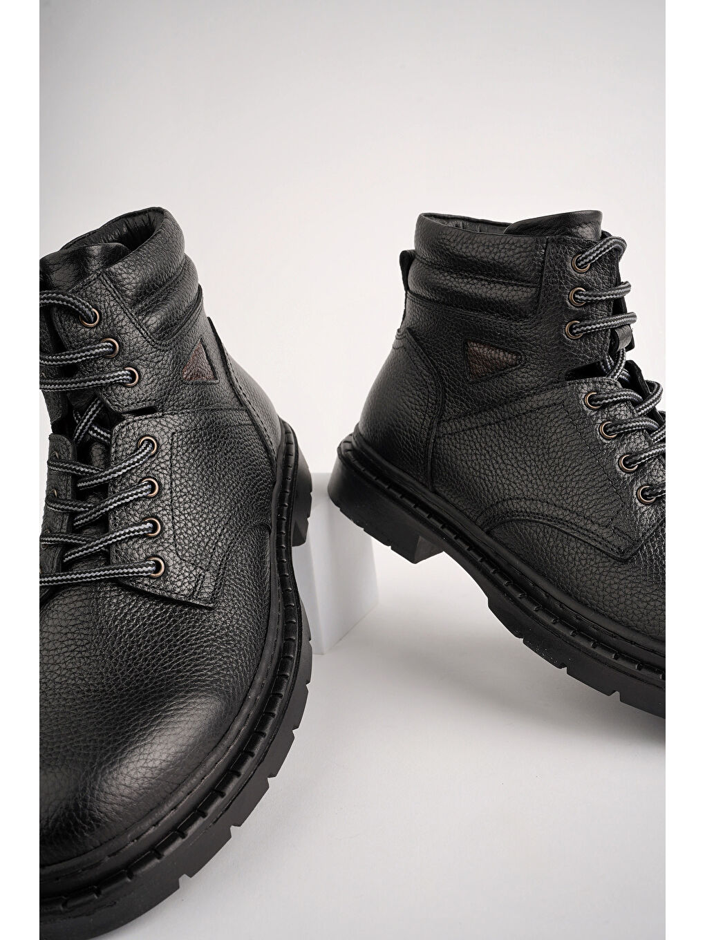 Siyah STEPHAN Bağcıklı Hakiki Deri Kaymaz Taban Erkek Klasik Bot-8