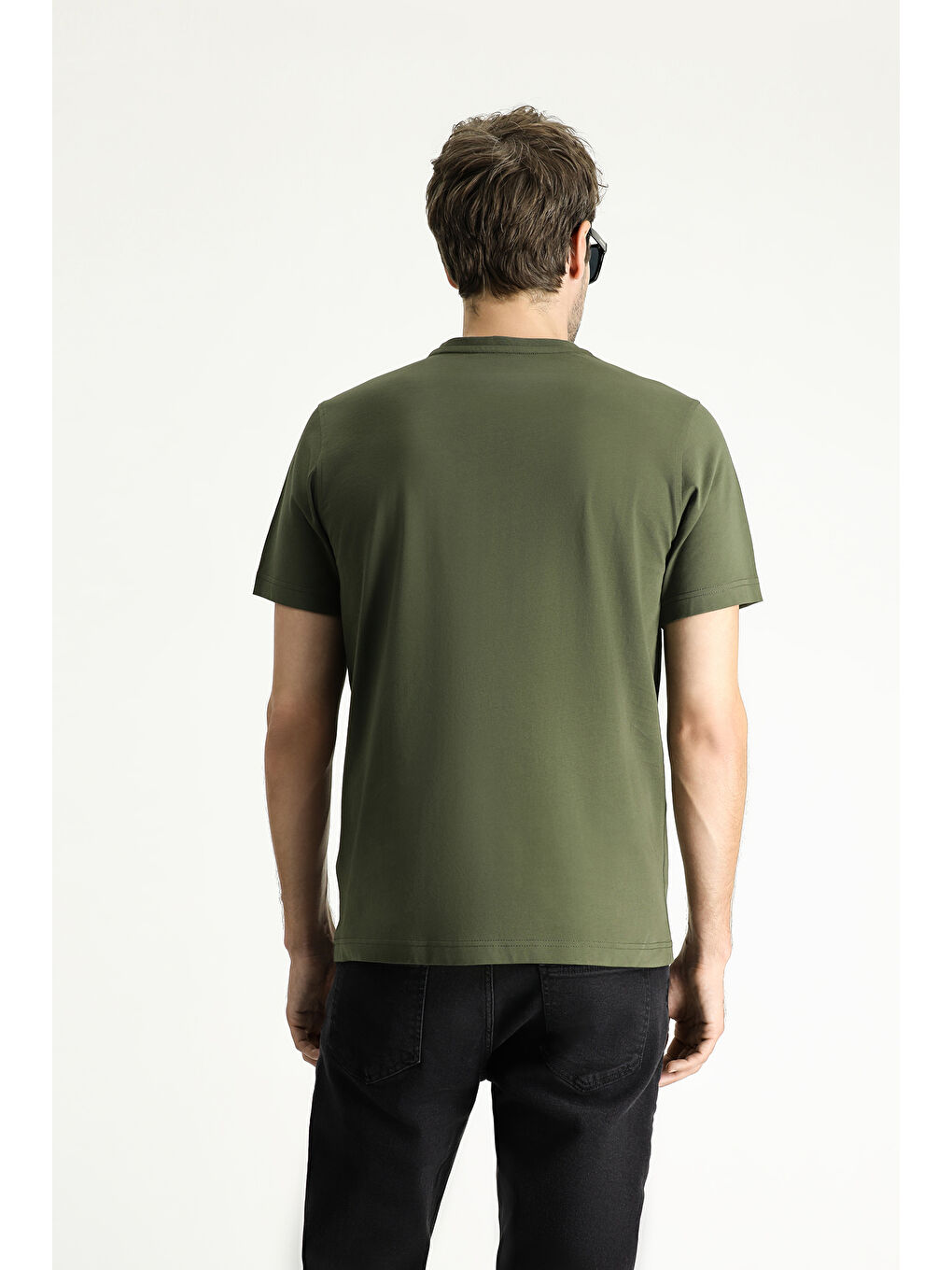 Haki Bisiklet Yaka Regular Fit Baskılı Süprem Pamuk Tişört-4