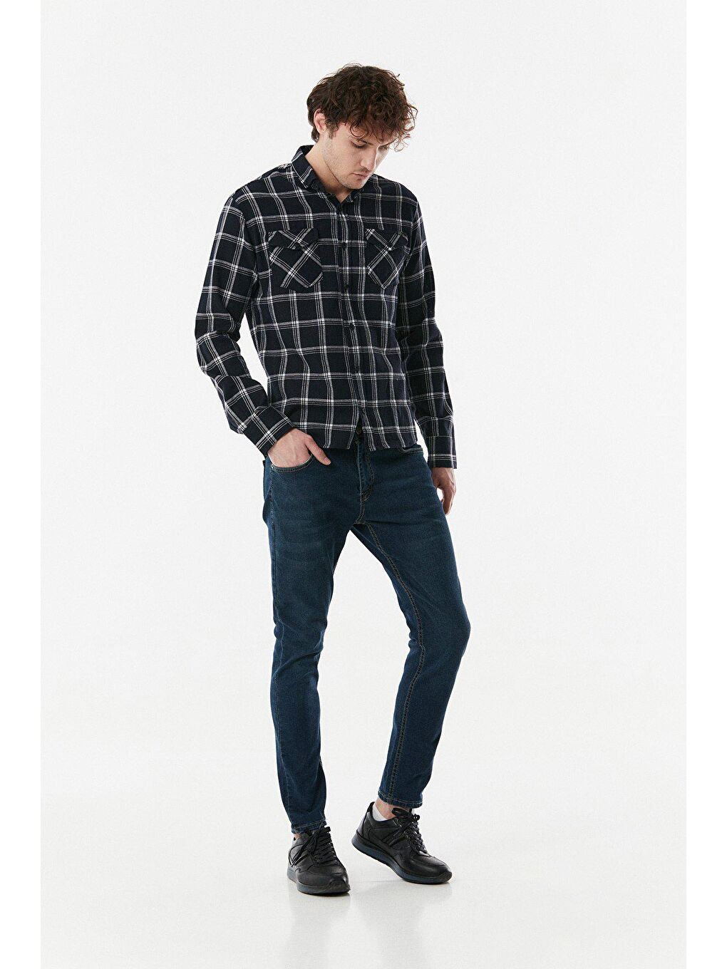 Lacivert Eskitme Görünümlü Jean-2