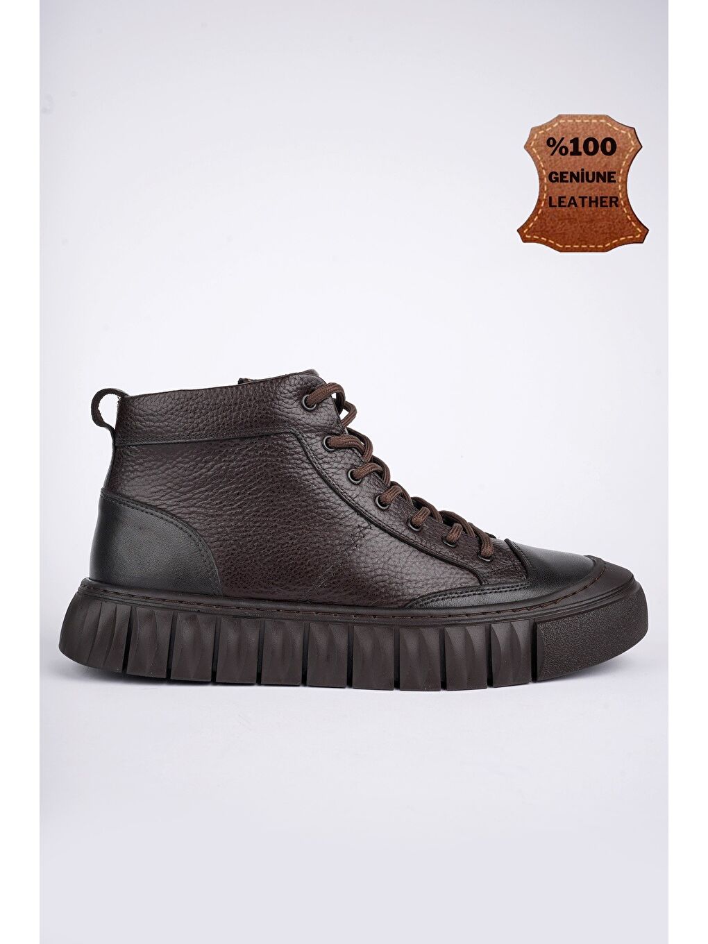 Kahverengi DİAZ Hakiki Deri Fermuarlı Bağcıklı Erkek Casual Bot-5