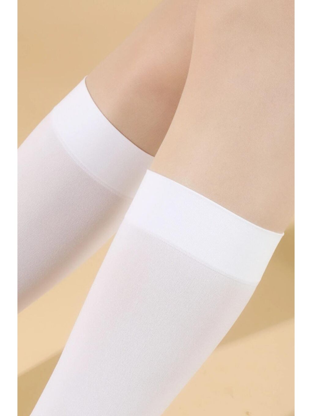 Kız Çocuk Dizaltı Çorap Ekru-1