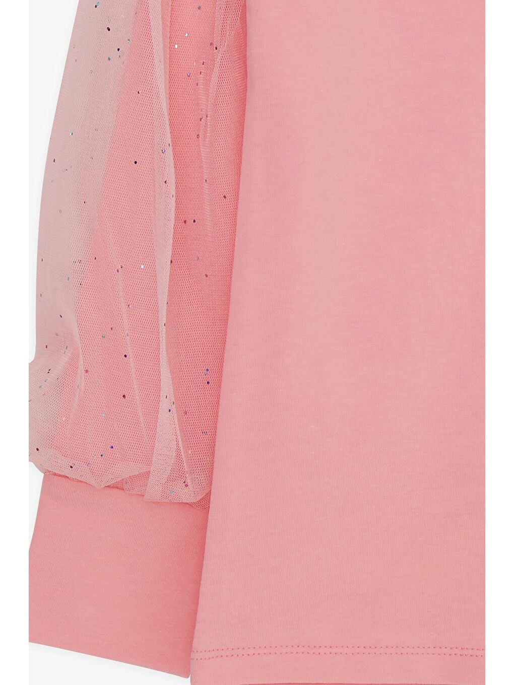 Kız Çocuk Bluz Kolları Tüllü Renkli Simli Pembe (11-12 Yaş)-3