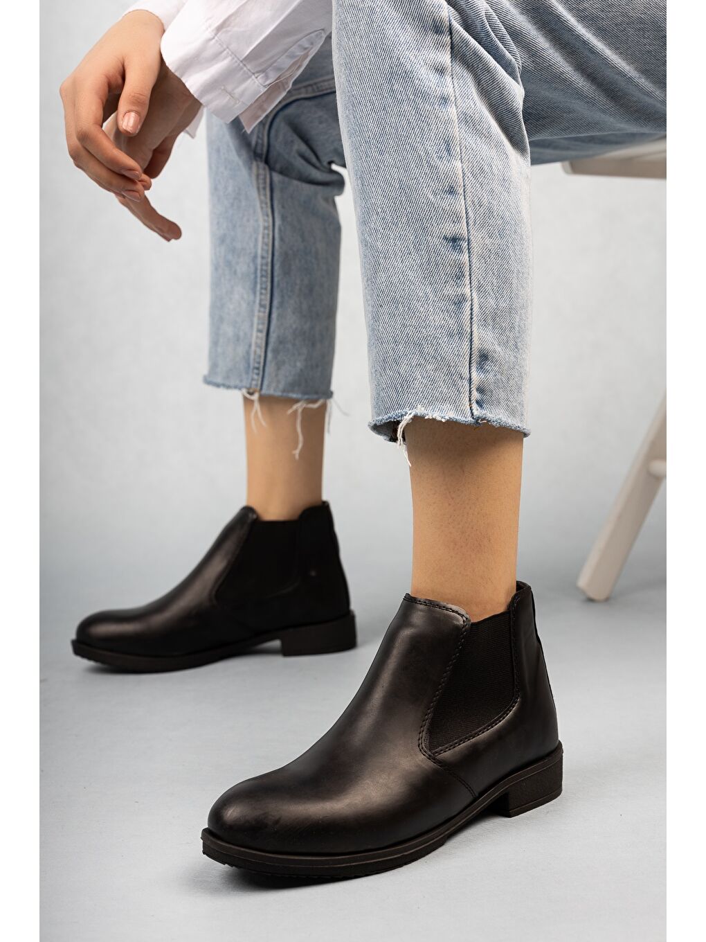 Siyah NORA  Garantili Kadın Chelsea  Bot-5