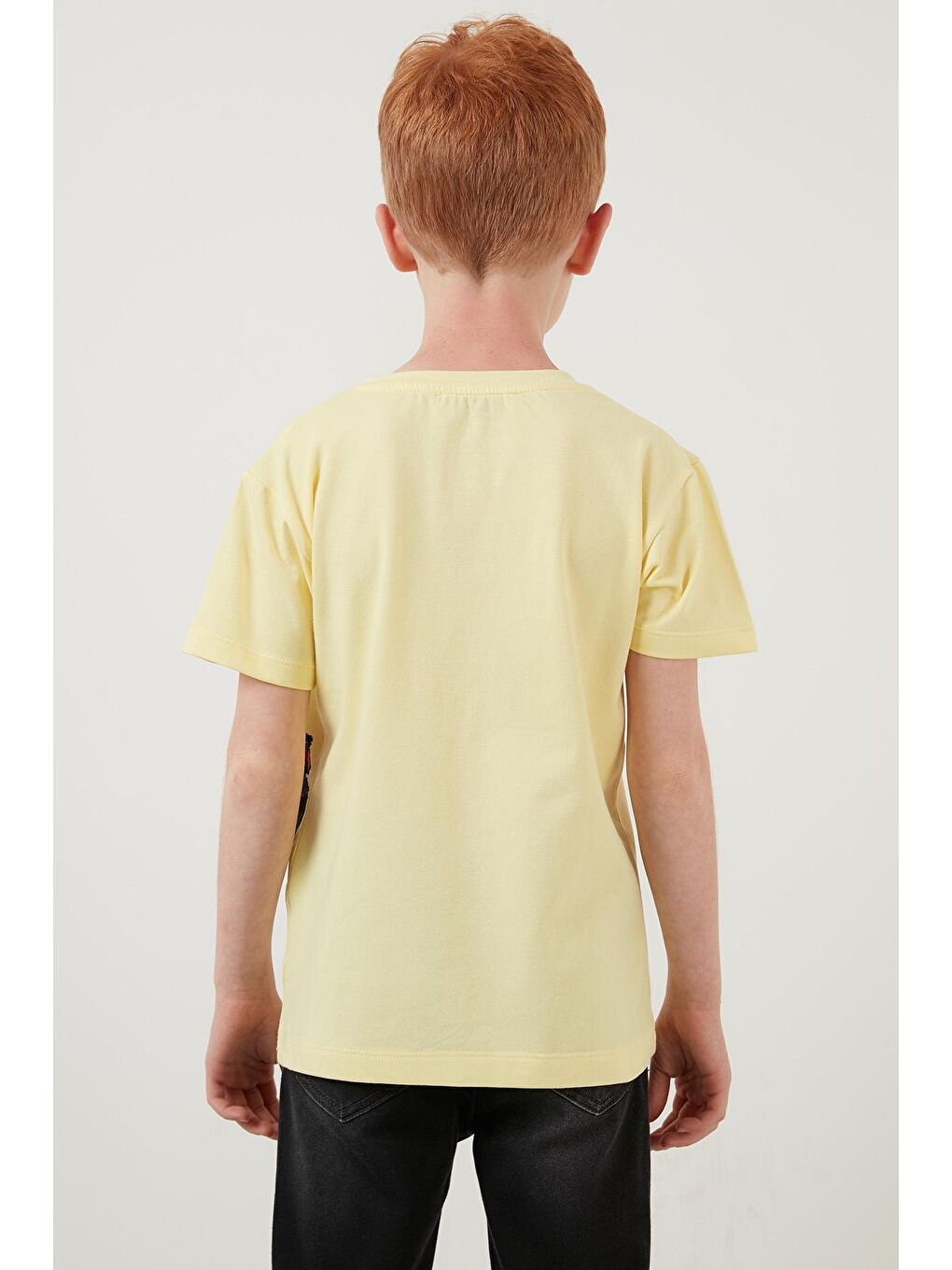 Sarı Baskılı Bisiklet Yaka Pamuklu T Shirt 6211008-4