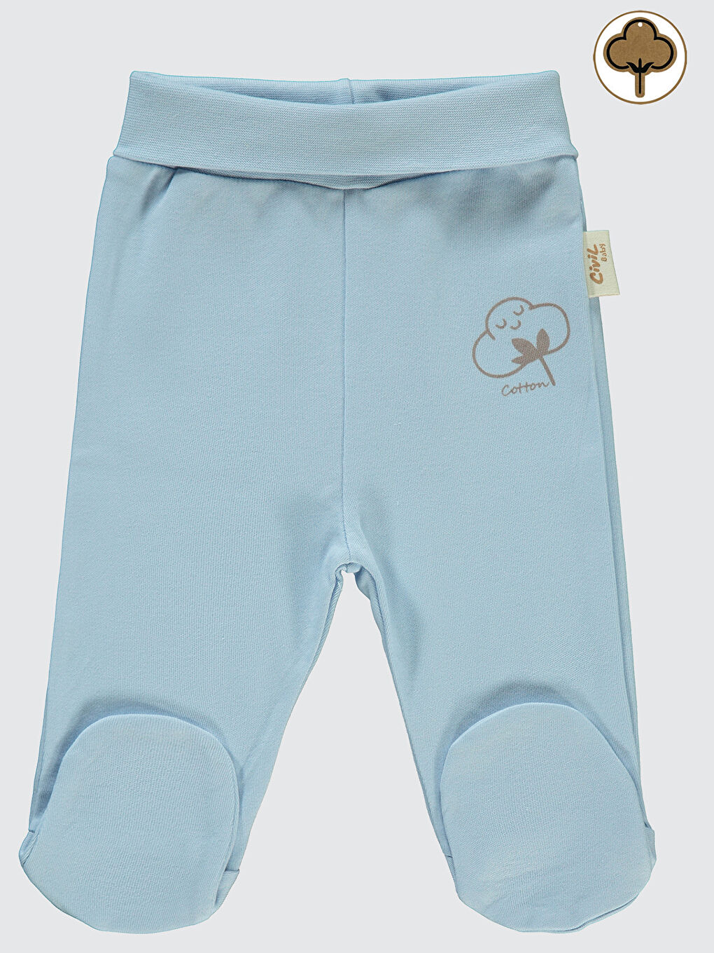 Baby Bebek Organik Patikli Tek Alt 0-6 Ay Mavi