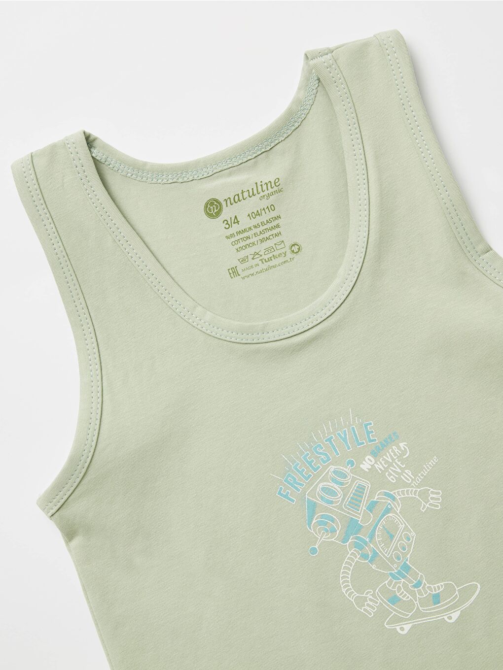 Lacivert Erkek Çocuk Organik Pamuklu Elastanlı Atlet Freestyle Robot 2  li Paket-5