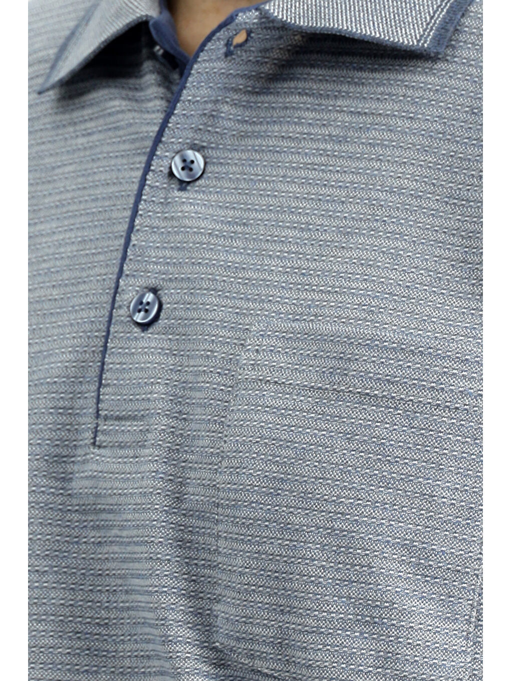 Lacivert Regular Fit Desenli Elastanlı Cepli Polo Yaka Tişört-5