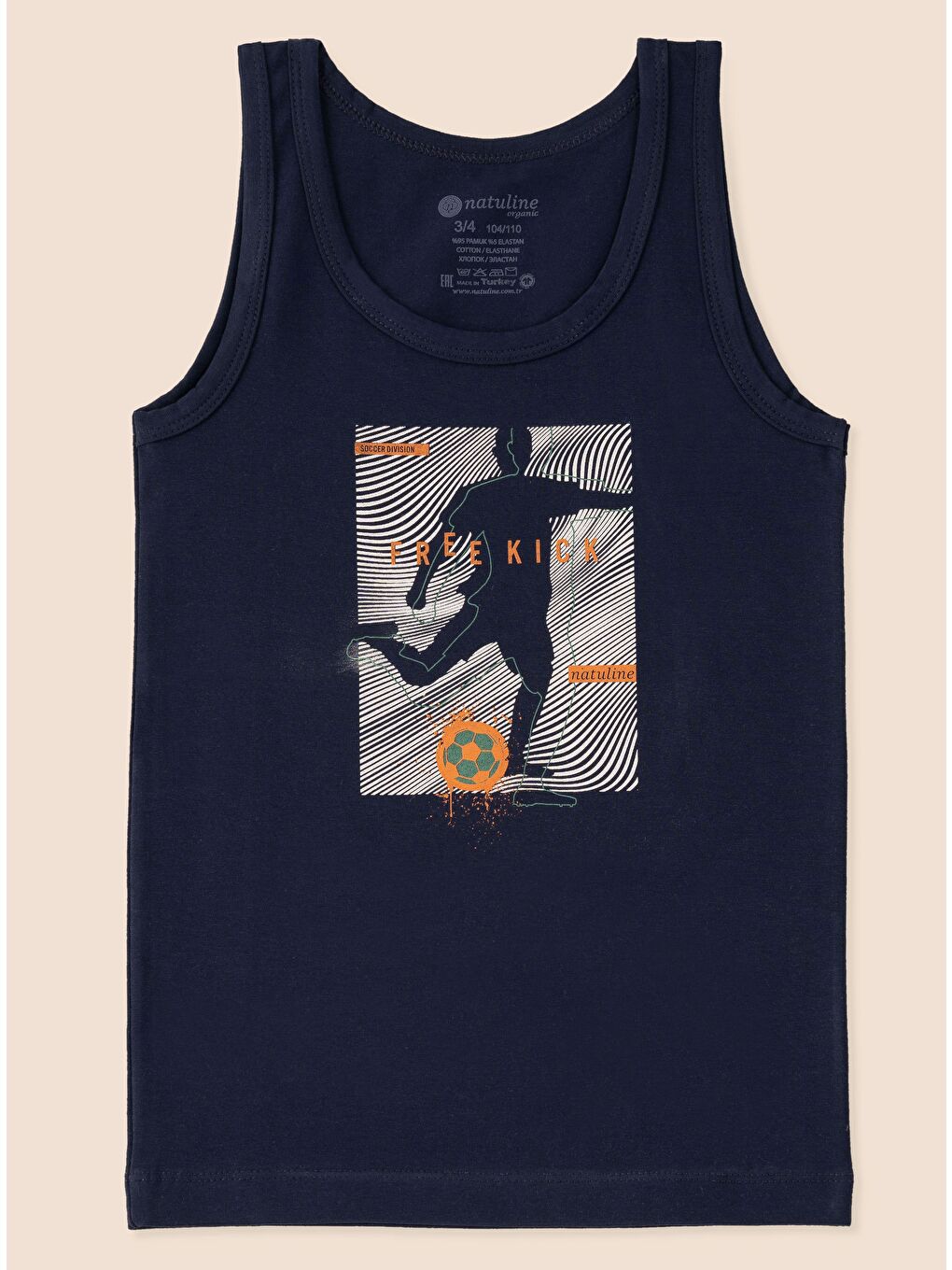 Lacivert Erkek Çocuk Organik Pamuklu Elastanlı Atlet Free Kick 3 lü Paket-4