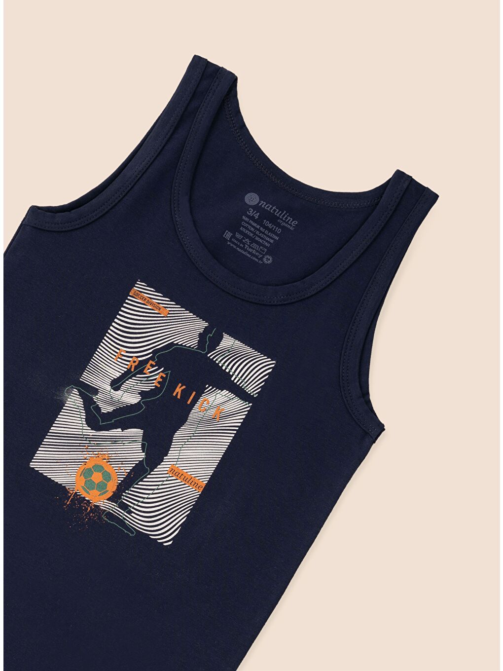 Lacivert Erkek Çocuk Organik Pamuklu Elastanlı Atlet Free Kick 3 lü Paket-5