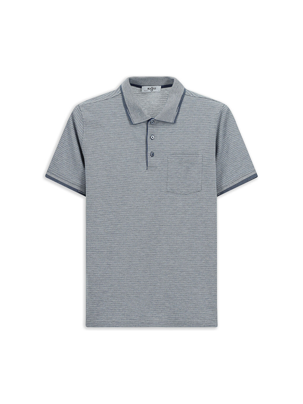 Lacivert Regular Fit Desenli Elastanlı Cepli Polo Yaka Tişört-6