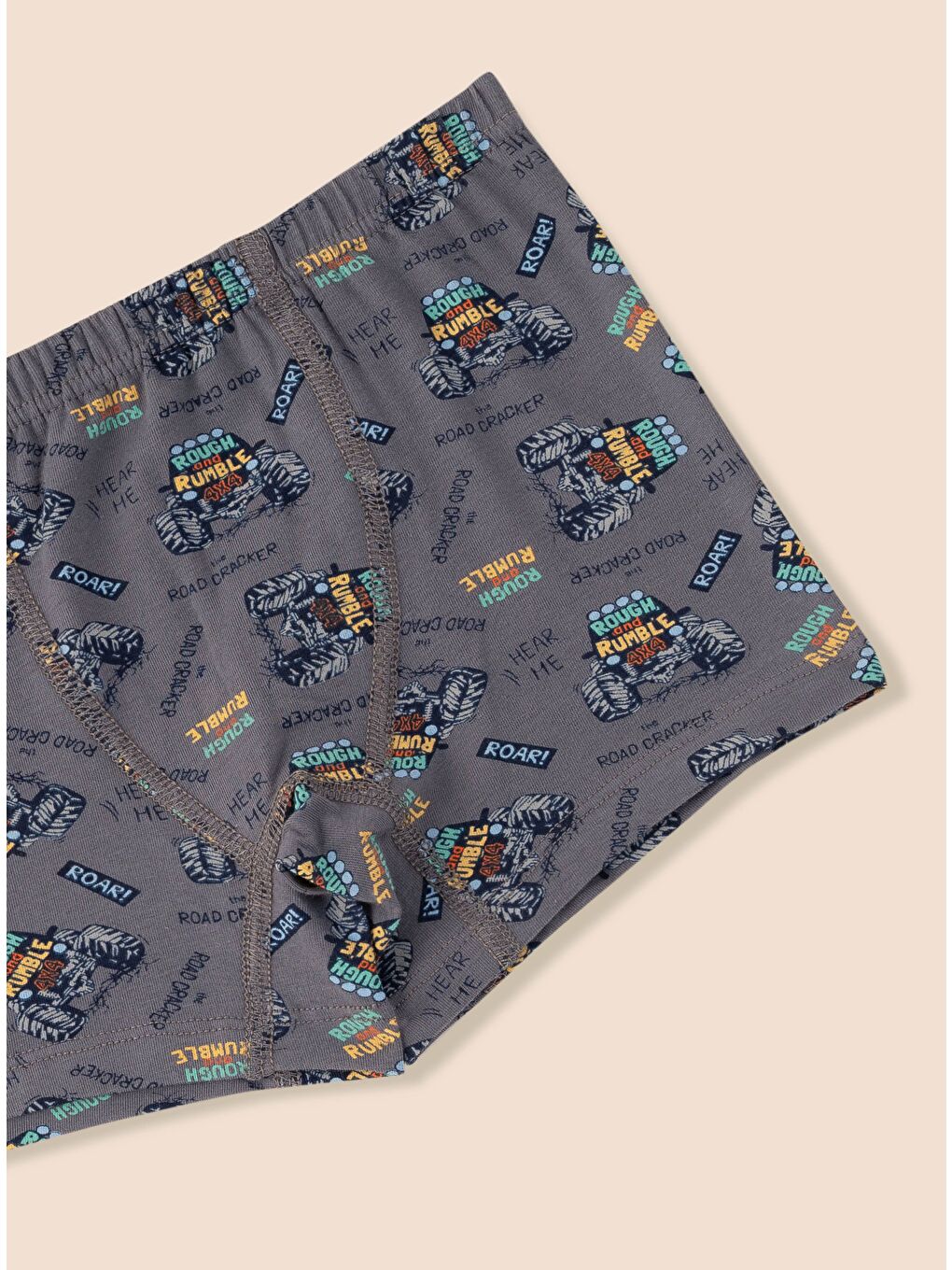 Mavi Erkek Çocuk Organik Pamuklu Elastanlı Boxer Araba Empirme 3 lü Paket-2