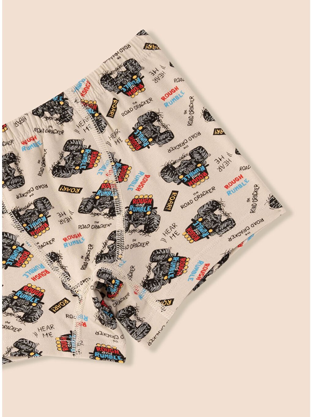 Mavi Erkek Çocuk Organik Pamuklu Elastanlı Boxer Araba Empirme 3 lü Paket-4