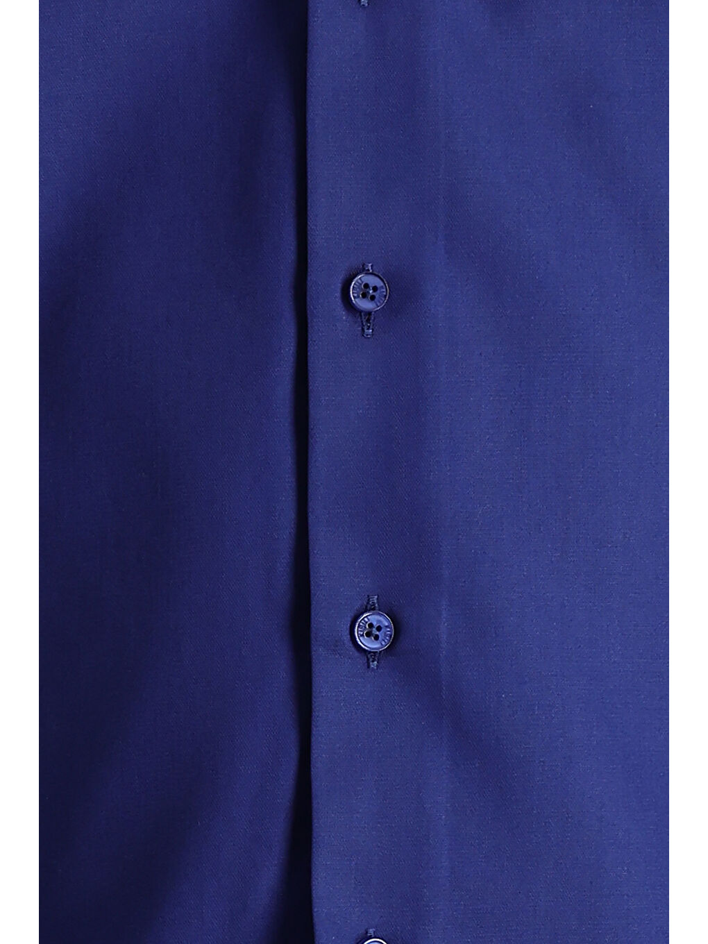 Lacivert Uzun Kol Slim Fit Dar Kesim Non Iron Saten Pamuklu Gömlek-2