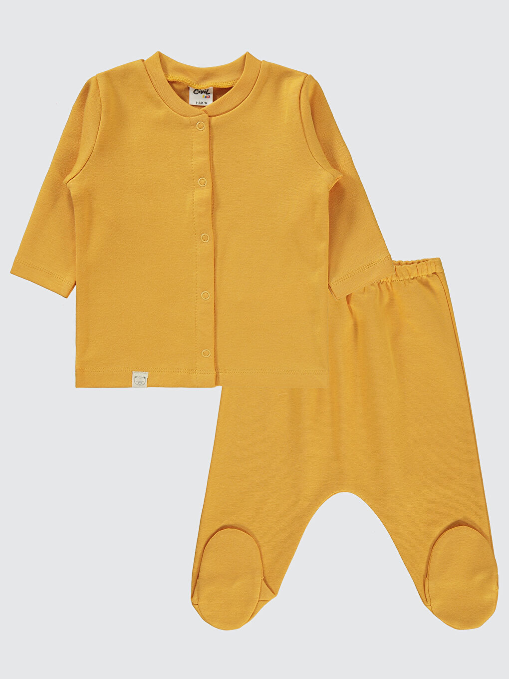 Kahverengi Erkek Bebek Pijama Takımı 1-6 Ay Hardal