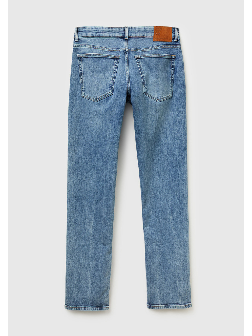 Erkek Açık Mavi Pamuk Karışımlı Eskitme Efektli Denim Jean Pantolon-1