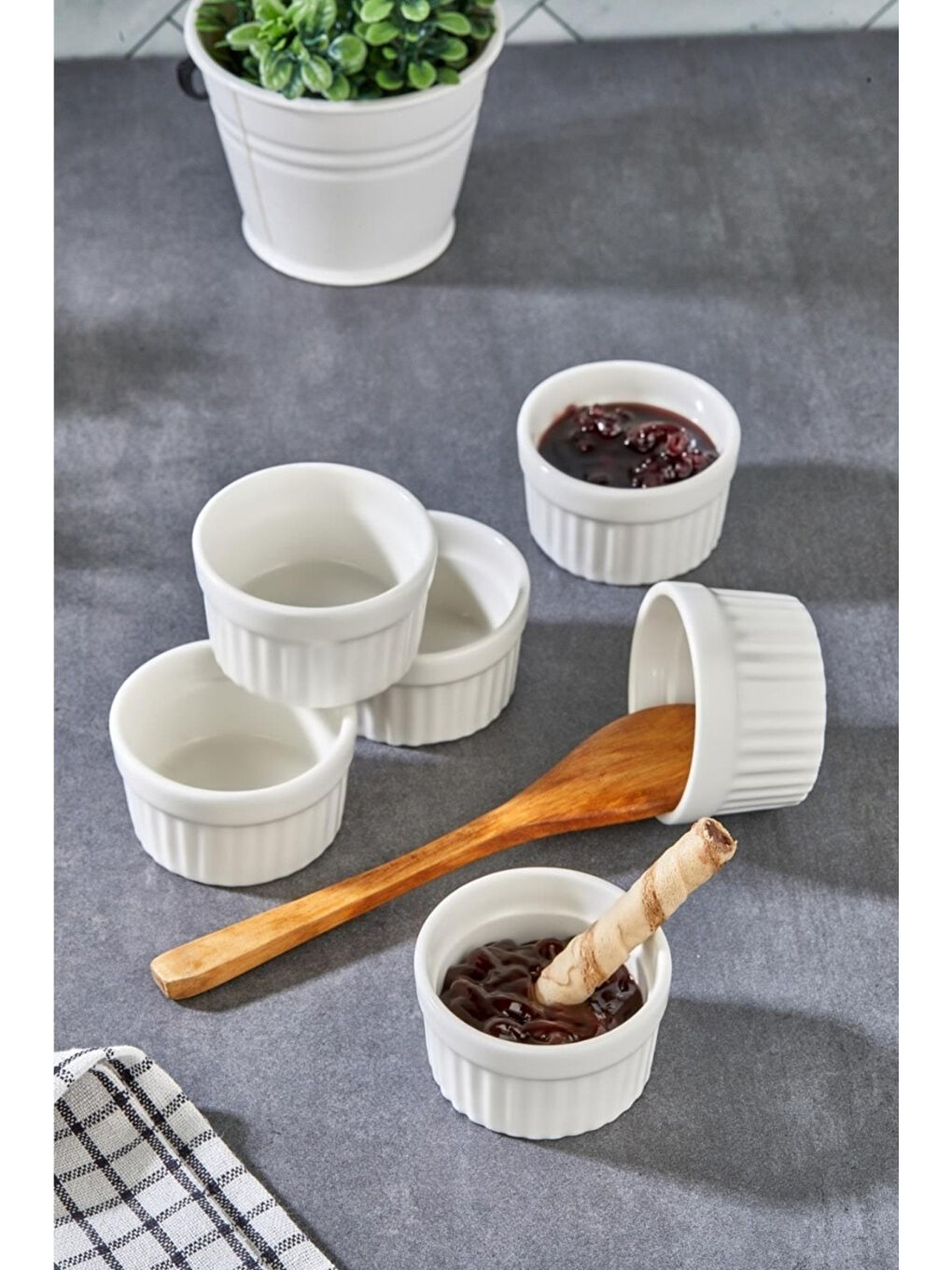 6' Lı Beyaz 6 cm Mini Yuvarlak Porselen Çerezlik Sunumluk Kase-1