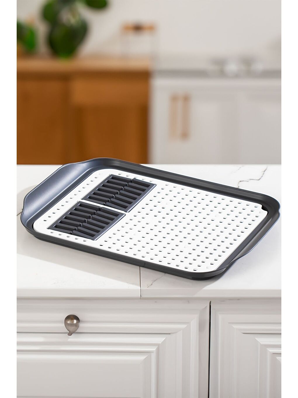 Beyaz 1213 Çok Amaçlı Bulaşık Tepsisi Bulaşıklık Tezgah Üstü Kurutmalık Durulama Matı Bulaşık Sepeti-2