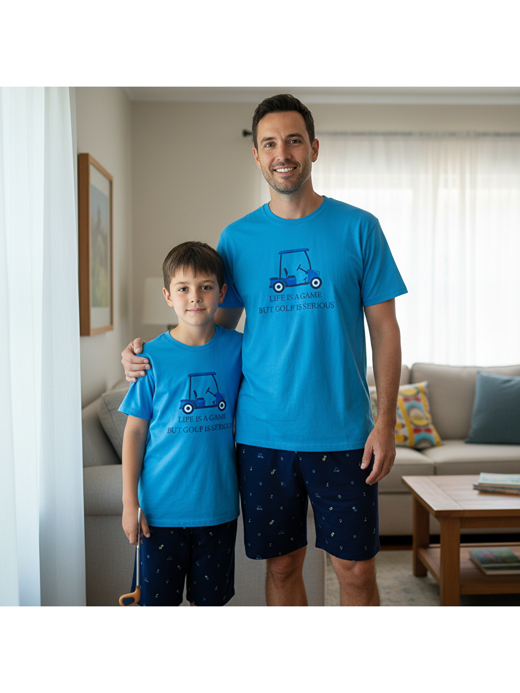 Mavi Erkek Kısa Kollu Pamuklu Şortlu Pijama Takım Bb2468-5