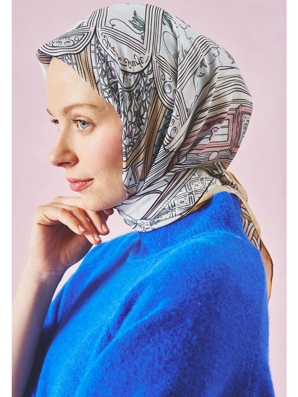 Beyaz Pastel Dream Precıous Paradıse Desen Floş Viskon Eşarp-2