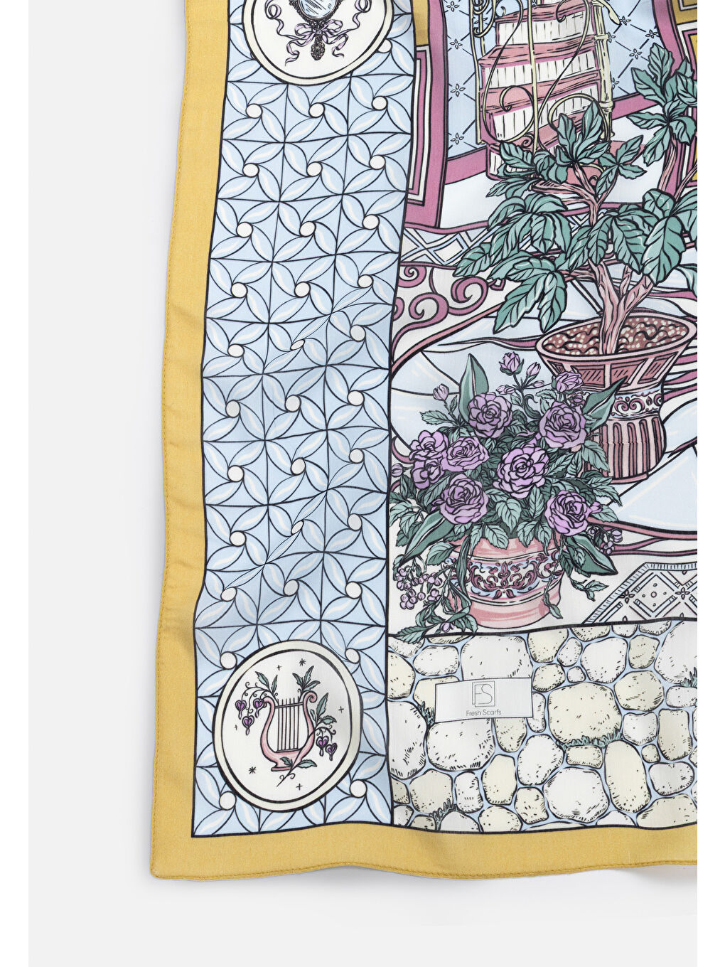 Beyaz Pastel Dream Precıous Paradıse Desen Floş Viskon Eşarp-5