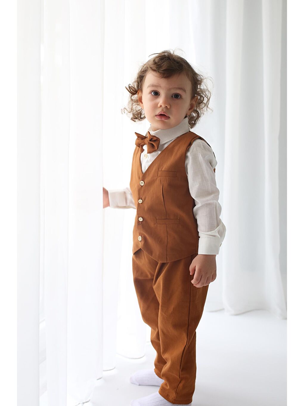 Catz Kids Kahverengi Erkek Çocuk Takım - Kahve Gabardin Yelekli 4'lü Set ( %100 Pamuk ) - 1