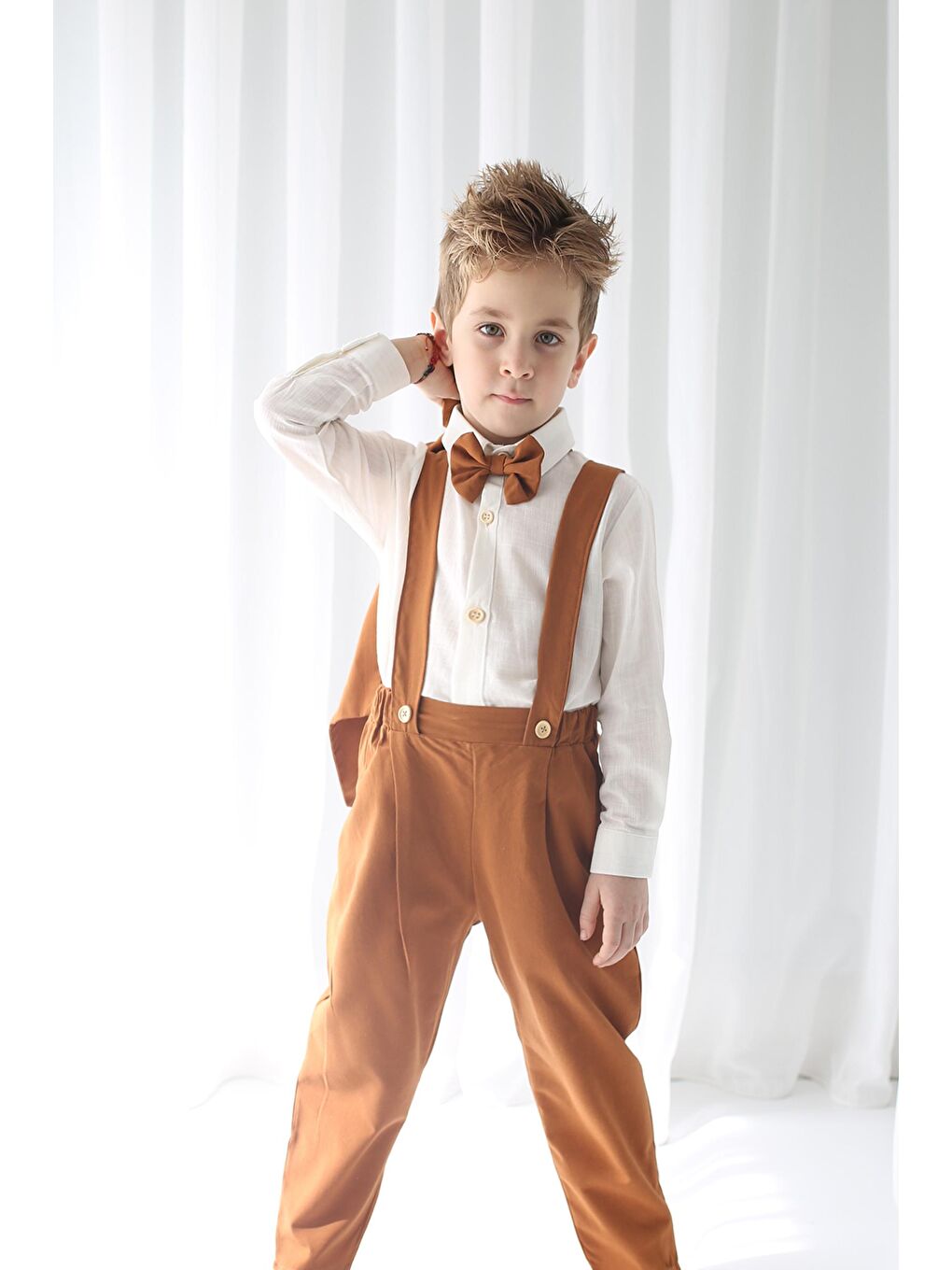 Catz Kids Kahverengi Erkek Çocuk Takım - Kahve Gabardin Yelekli 4'lü Set ( %100 Pamuk ) - 3