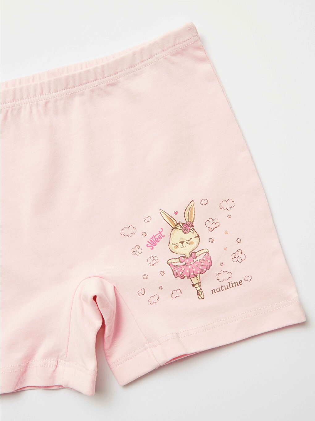 Pembe Kız Çocuk Organik Pamuklu Elastanlı Boxer Sweet Rabbit 2 li Paket-3