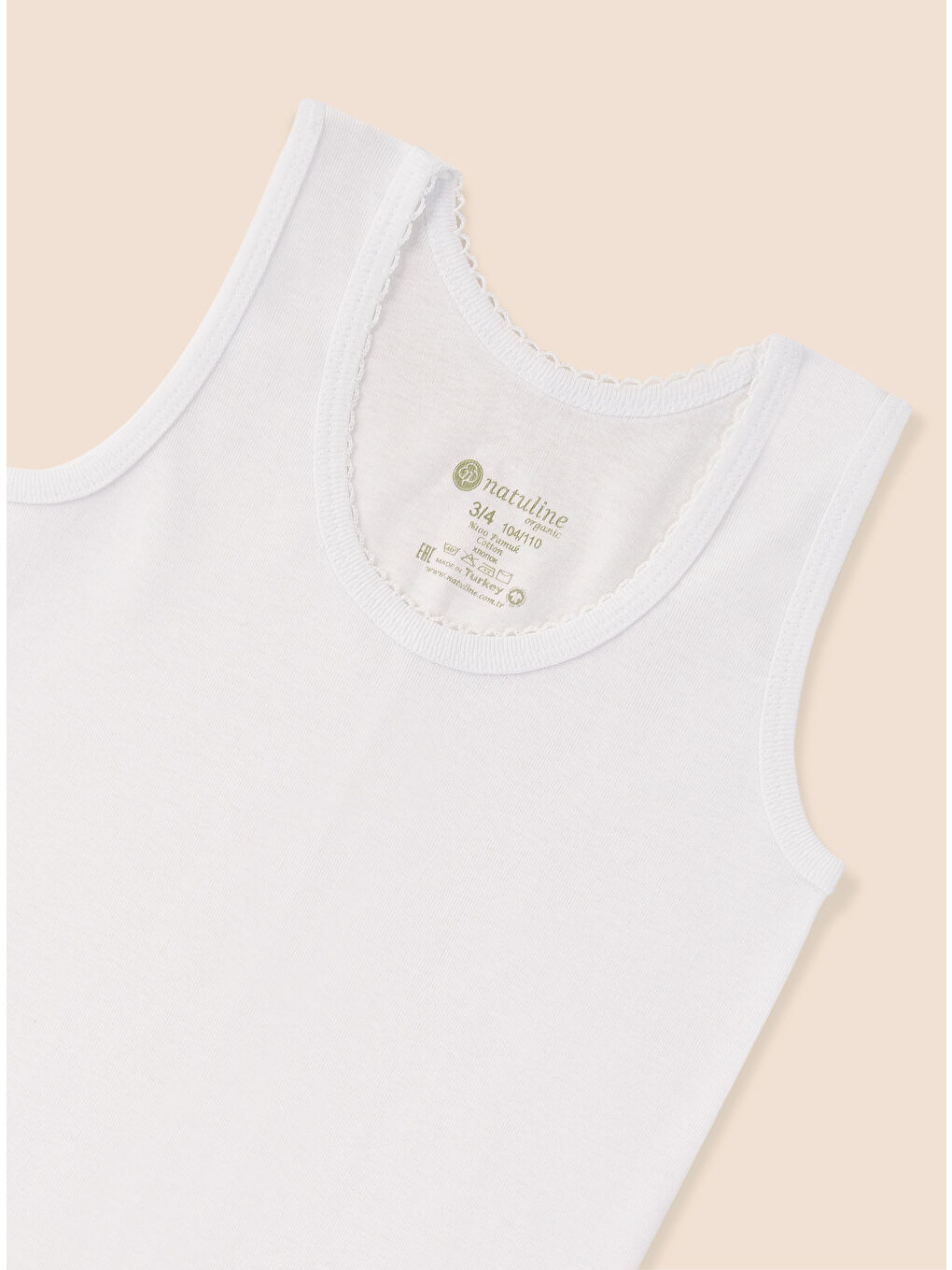 Beyaz Kız Çocuk Organik Pamuk Ribana Kroşatalı Atlet 6 ' lı Paket  4002-6-2
