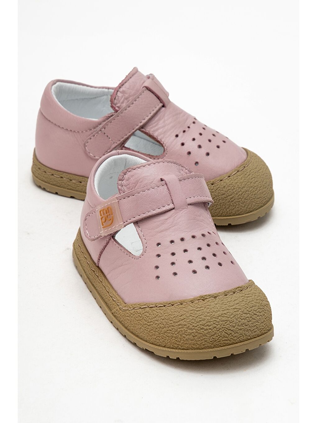 Pembe Unisex Çocuk Pudra Hakiki Deri Günlük İlk Adım Ayakkabı