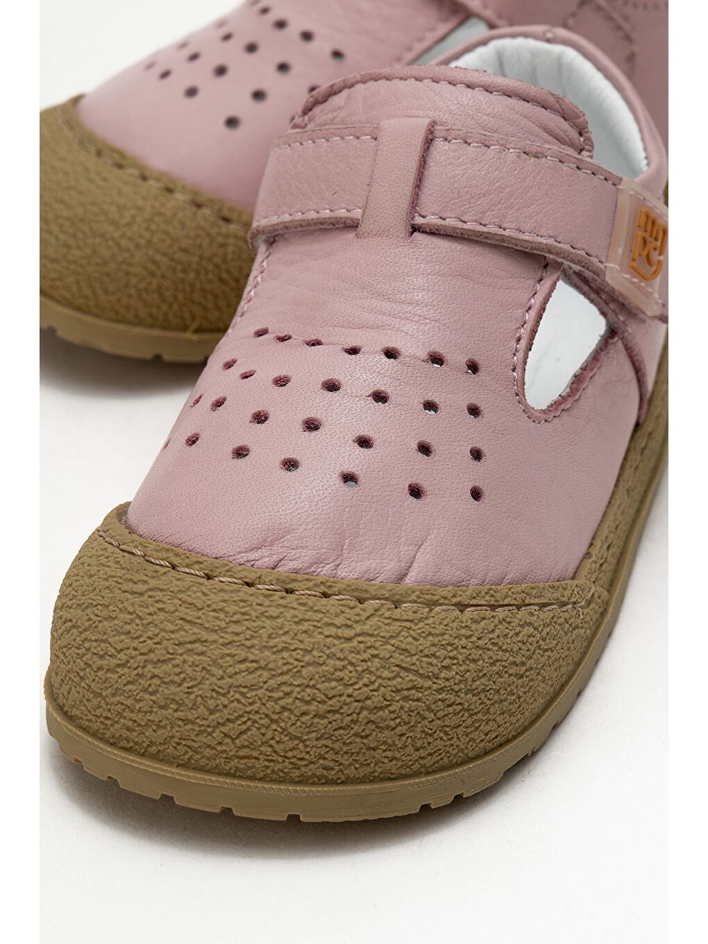 Pembe Unisex Çocuk Pudra Hakiki Deri Günlük İlk Adım Ayakkabı-1