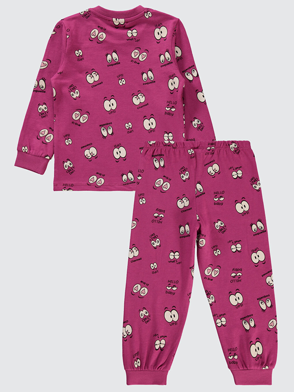 Lila Kız Çocuk Pijama Takımı 2-5 Yaş Leylak Pusu-1