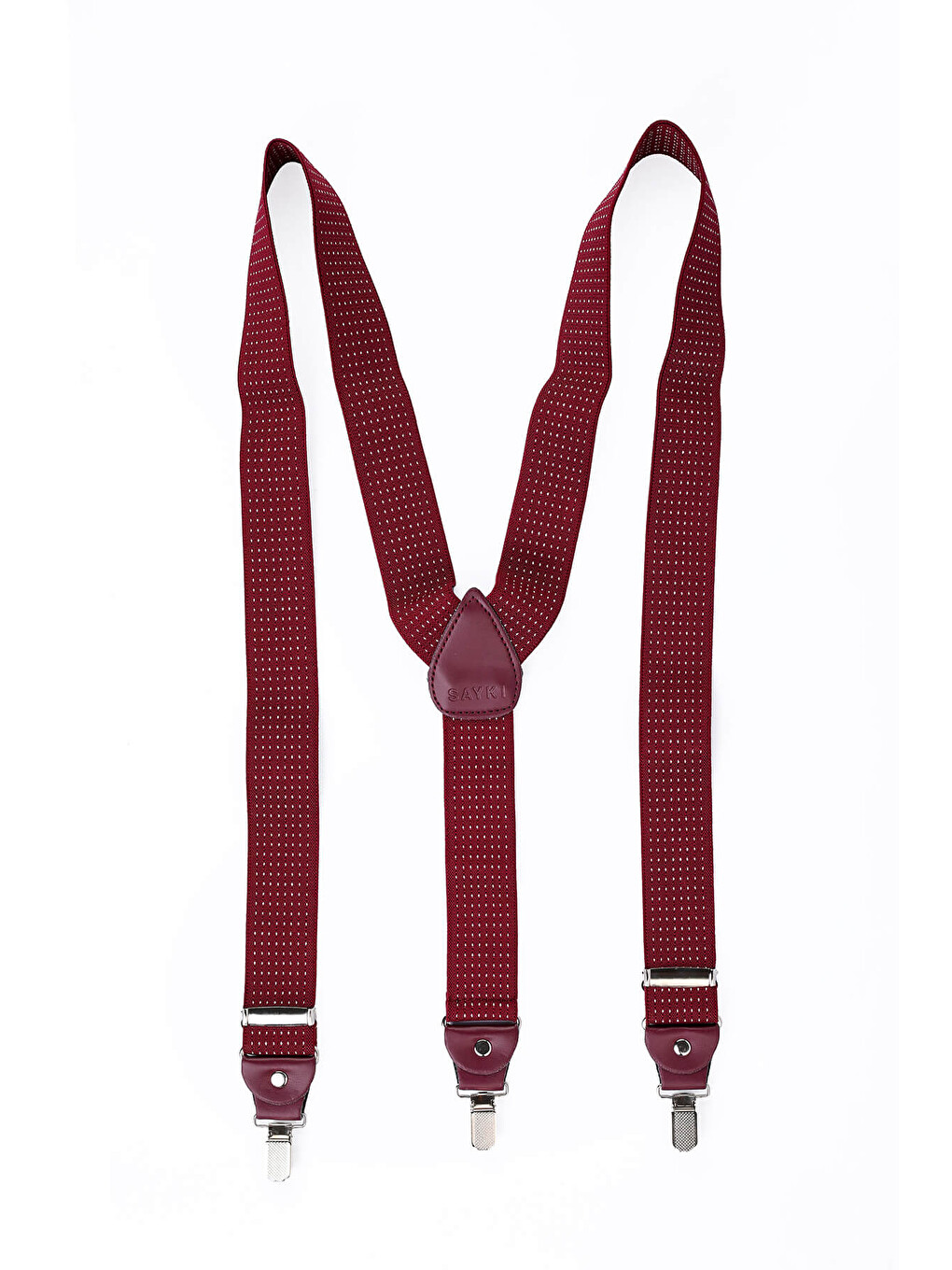 Bordo Puantiye Desenli Pantolon Askısı-1