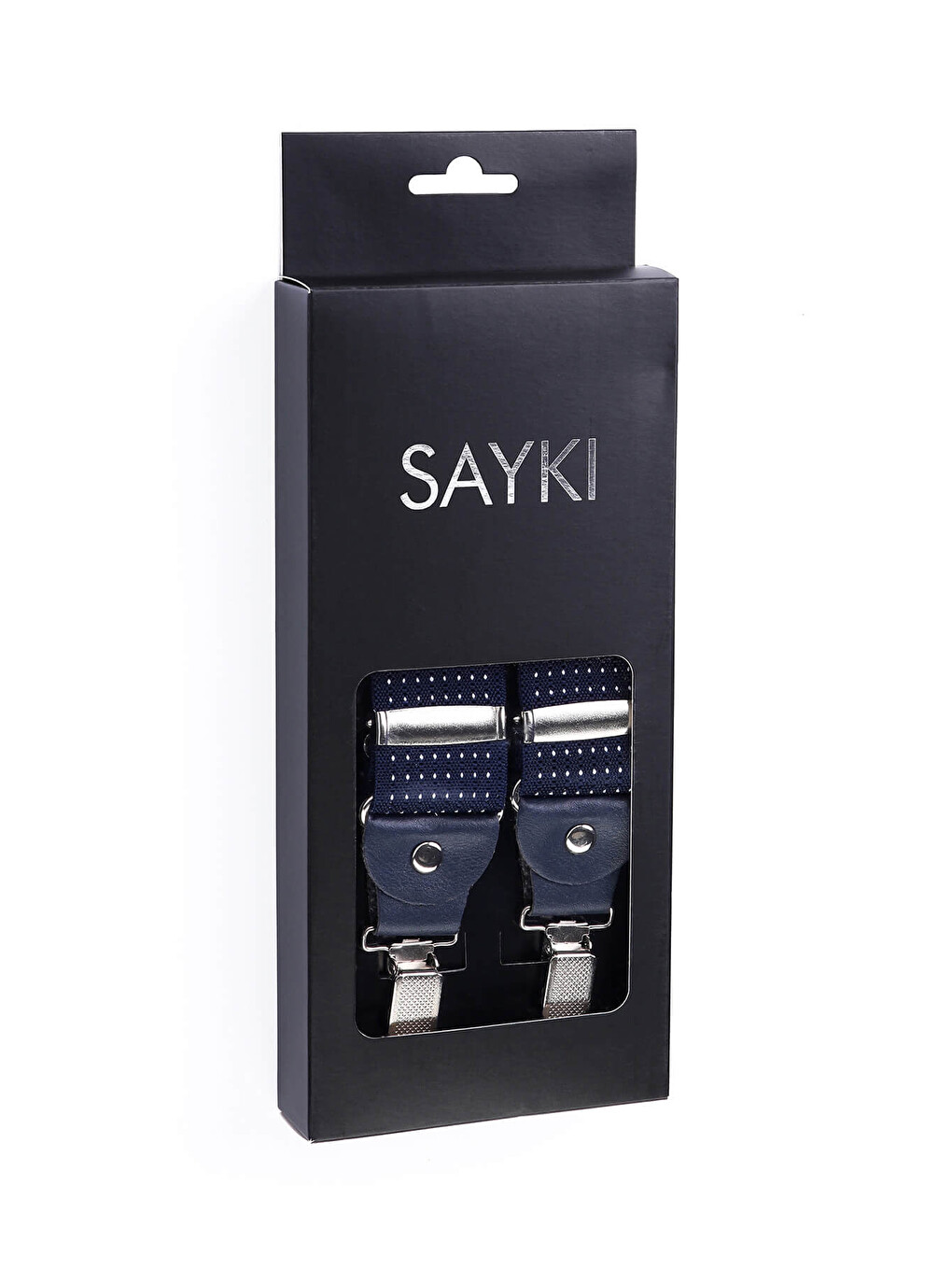 Lacivert Puantiye Desenli Pantolon Askısı