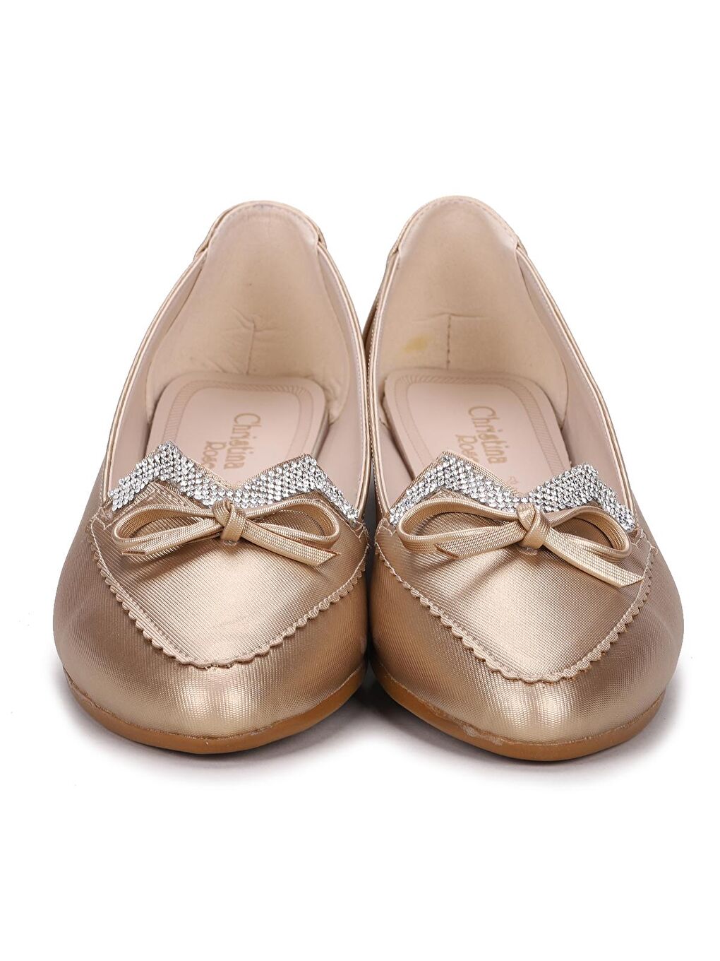 Sarı Parlak Büyük Numara Kadın Babet Ayakkabı Chr 282-1