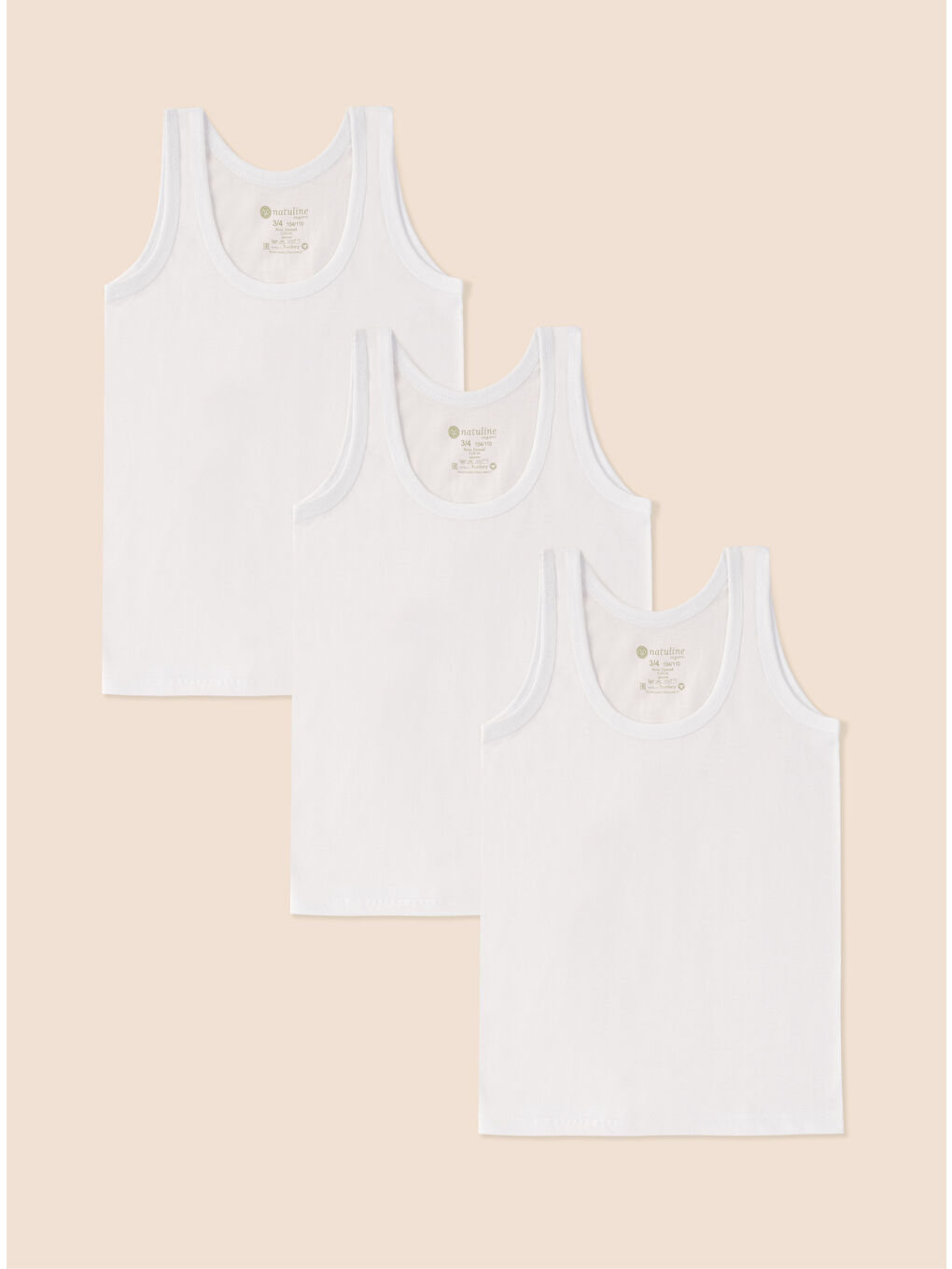 Beyaz Erkek Çocuk Organik Pamuk Penye Atlet 3 ' lü  Paket 2001-3