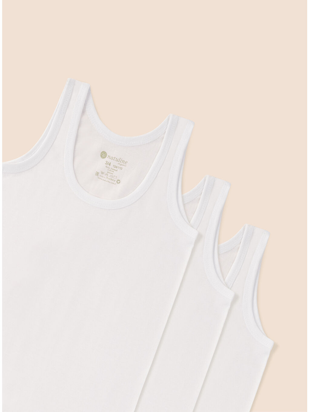 Beyaz Erkek Çocuk Organik Pamuk Penye Atlet 3 ' lü  Paket 2001-3-1