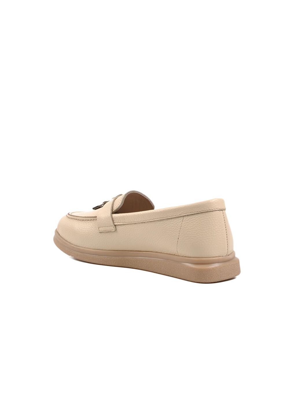 23164 Bej İçi Dışı Hakiki Deri Kadın Loafer Ayakkabı-3
