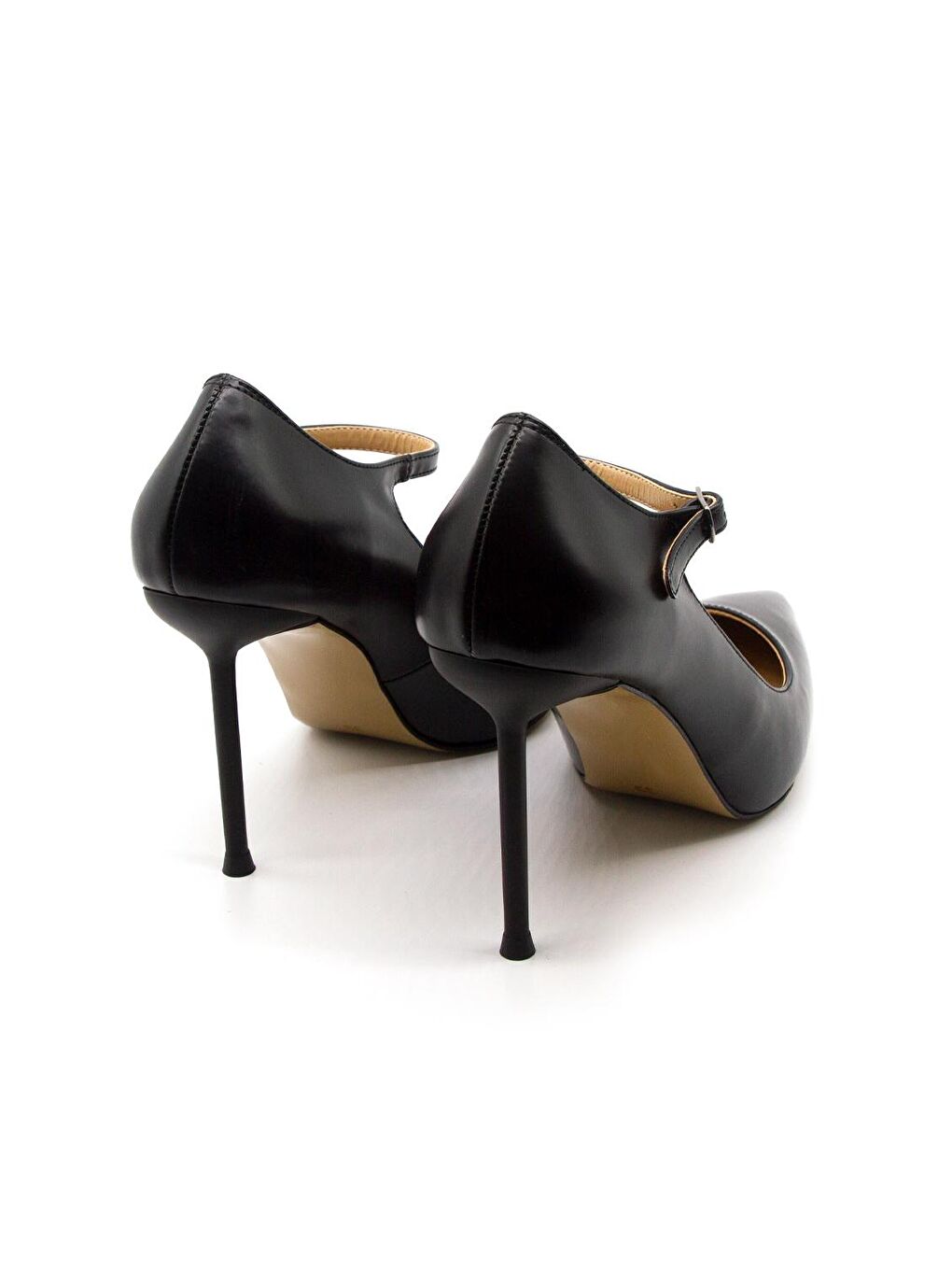 İnce Topuklu Bantlı Siyah Ayakkabı-2