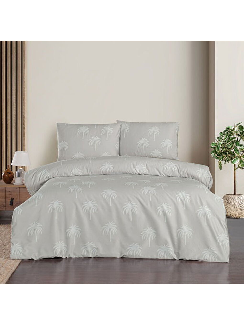 Soft Palmia Çift Kişilik Nevresim Takımı - Bej-3