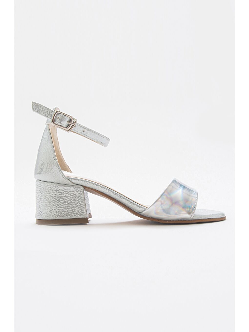 Gri Kız Çocuk Gümüş Topuklu Abiye Ayakkabı-3