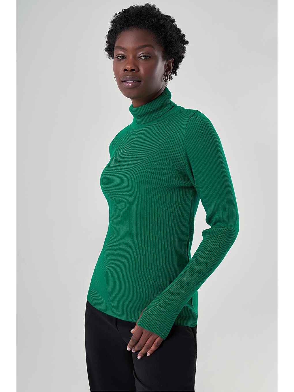 Balıkçı Yaka Yeşil Triko