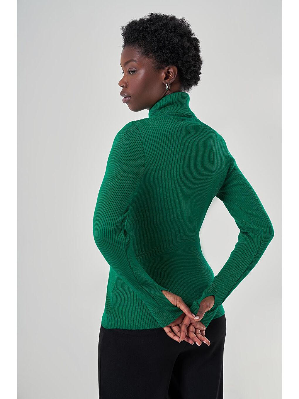 Balıkçı Yaka Yeşil Triko-2